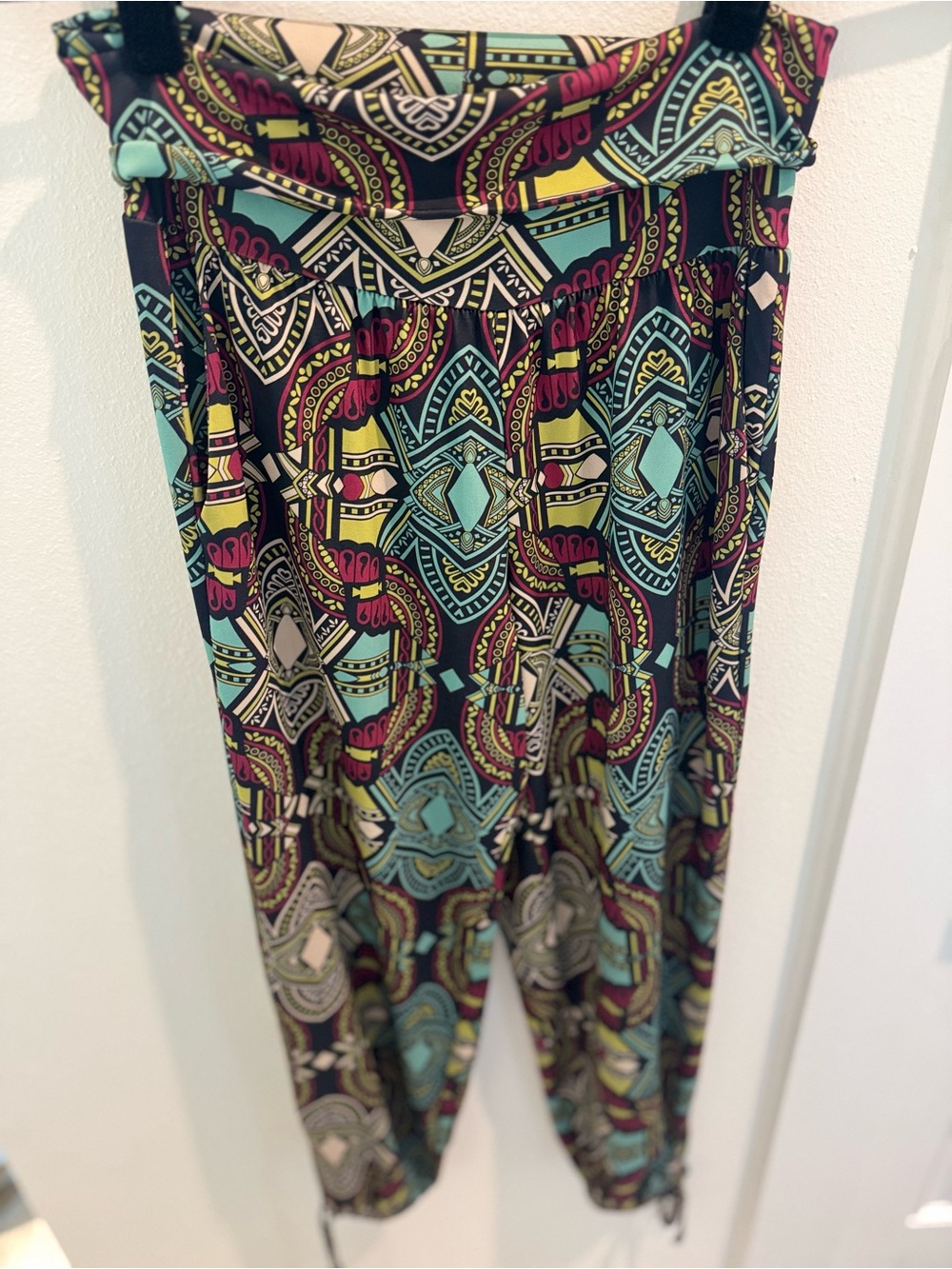 Onzie Boho Print Harem Pants in Teal & Burgundy - Picture 3 of 7